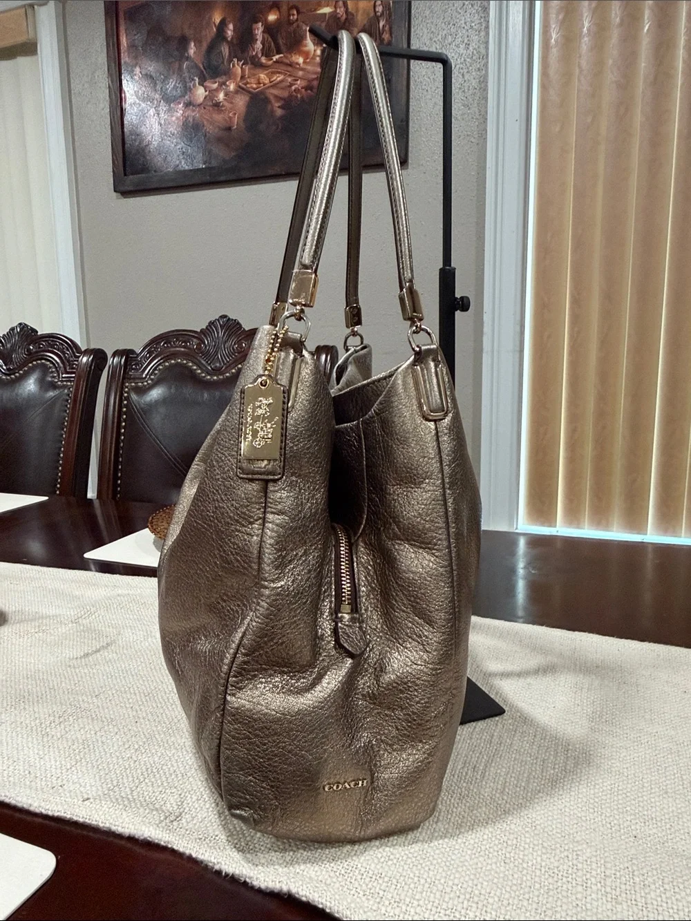 COACH Madison Phoebe Shoulder Bag in Metallic Leather